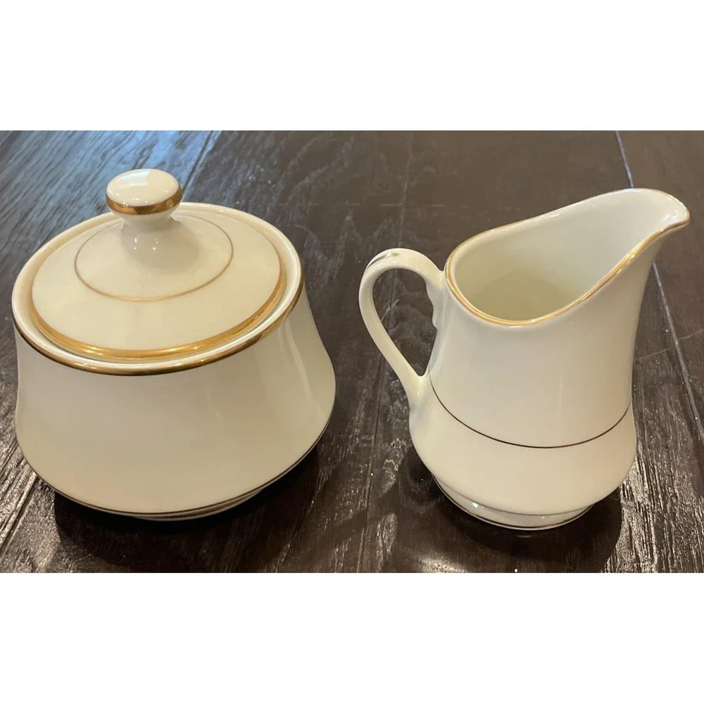 Royal Limited Golden Ivory Sugar Creamer‎ Set Gold Trim Japan